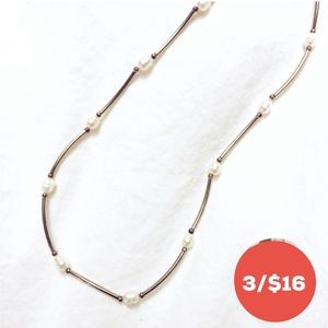 3/$16. Minimalist silver baroque pearl choker necklace